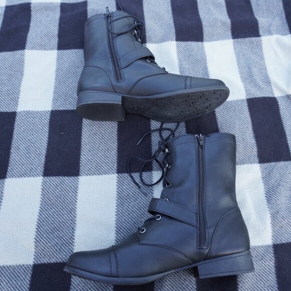 Black American Rag Cie Farahh Combat Boots - Picture 3 of 8